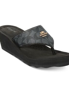 Coach sandals 10 wedge flip flop 90s y2k janice logo thong designer summer